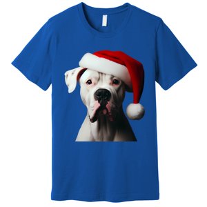 Dogo Argentino With Santa Hat Christmas Dog Owner Lover Mom Great Gift Premium T-Shirt