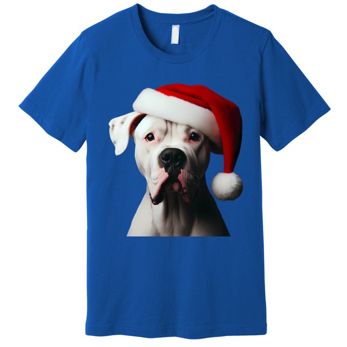 Dogo Argentino With Santa Hat Christmas Dog Owner Lover Mom Great Gift Premium T-Shirt