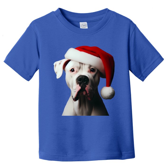 Dogo Argentino With Santa Hat Christmas Dog Owner Lover Mom Great Gift Toddler T-Shirt