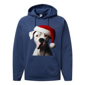 Dogo Argentino With Santa Hat Christmas Dog Owner Lover Mom Great Gift Performance Fleece Hoodie