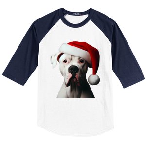 Dogo Argentino With Santa Hat Christmas Dog Owner Lover Mom Great Gift Baseball Sleeve Shirt