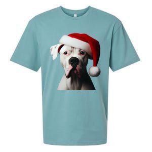 Dogo Argentino With Santa Hat Christmas Dog Owner Lover Mom Great Gift Sueded Cloud Jersey T-Shirt