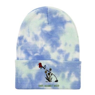 Dads Against Weed Funny Gardening Lawn Mowing Fathers Tie Dye 12in Knit Beanie