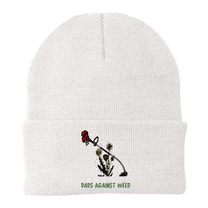 Dads Against Weed Funny Gardening Lawn Mowing Fathers Knit Cap Winter Beanie