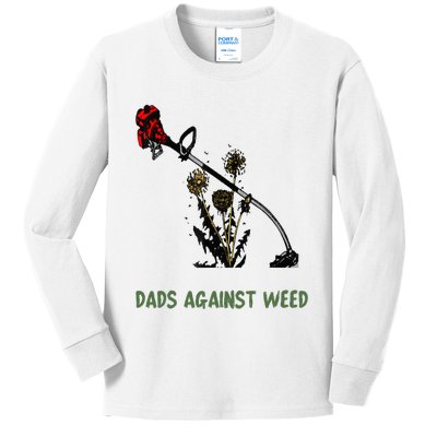 Dads Against Weed Funny Gardening Lawn Mowing Fathers Kids Long Sleeve Shirt