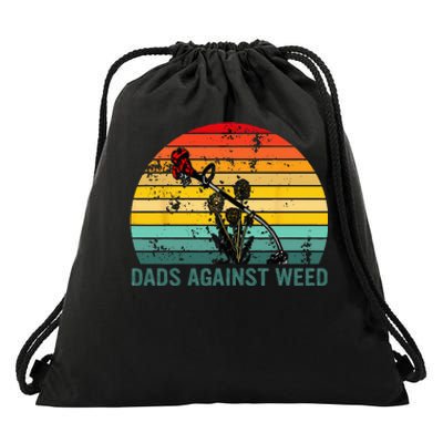 Dads Against Weed Funny Gardening Lawn Mowing Fathers Drawstring Bag