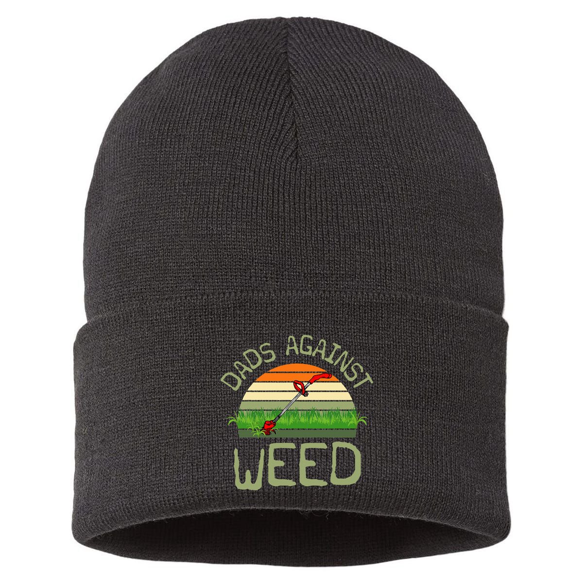 Dads Against Weed Funny Gardening Lawn Mowing FatherS Day Sustainable Knit Beanie