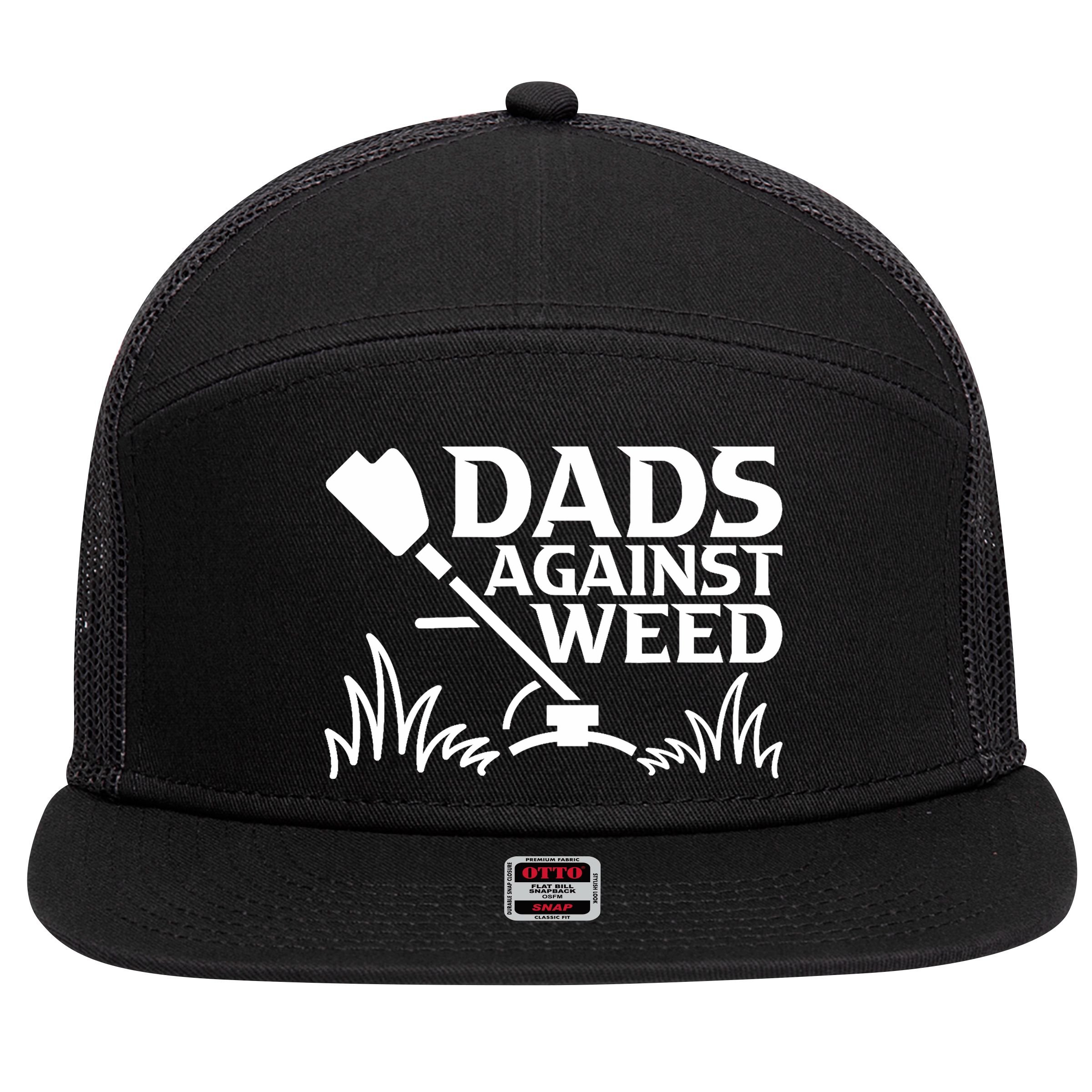 Dads Against Weed | Gardening Dad Joke Lawn Mowing Funny Dad 7 Panel Mesh Trucker Snapback Hat