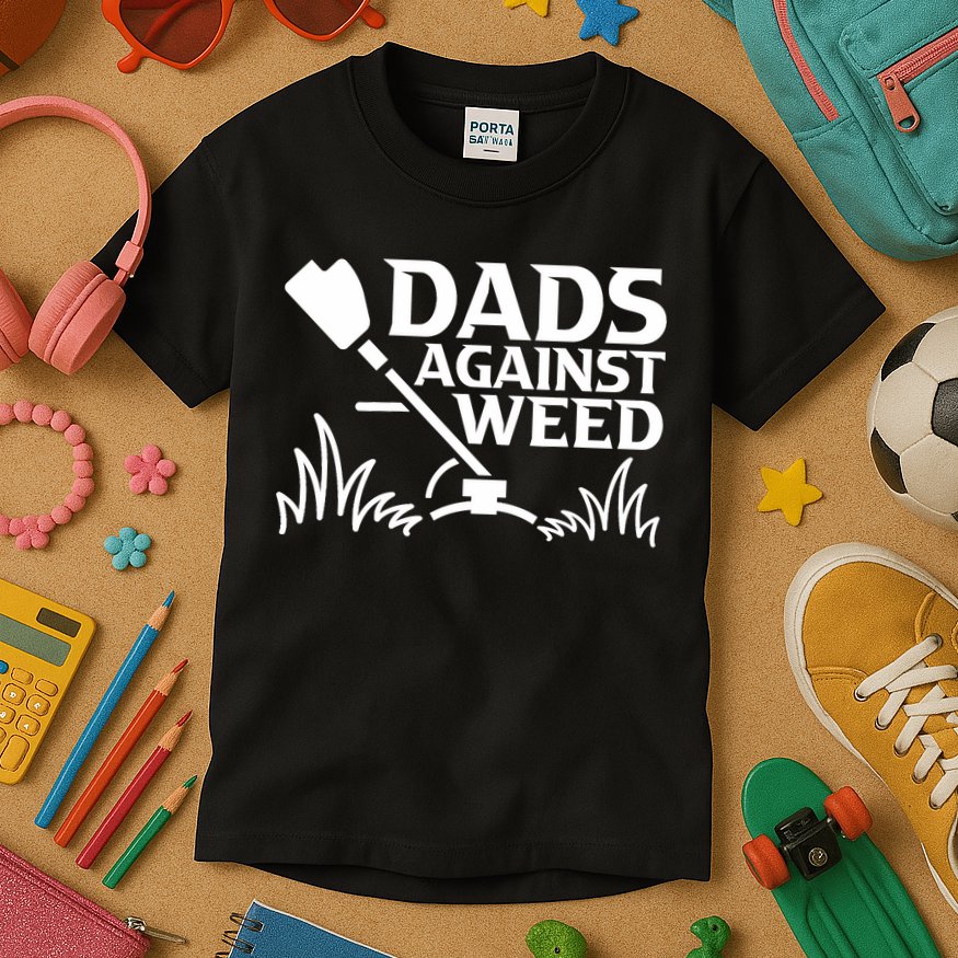 Dads Against Weed | Gardening Dad Joke Lawn Mowing Funny Dad Kids T-Shirt