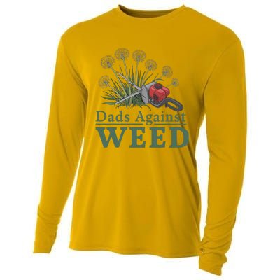 Dads Against Weed Funny Gardening Lawn Mowing Fathers Cooling Performance Long Sleeve Crew