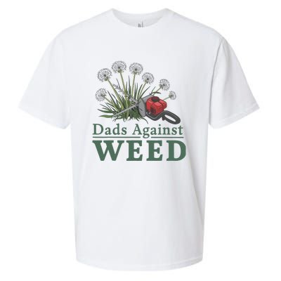 Dads Against Weed Funny Gardening Lawn Mowing Fathers Sueded Cloud Jersey T-Shirt