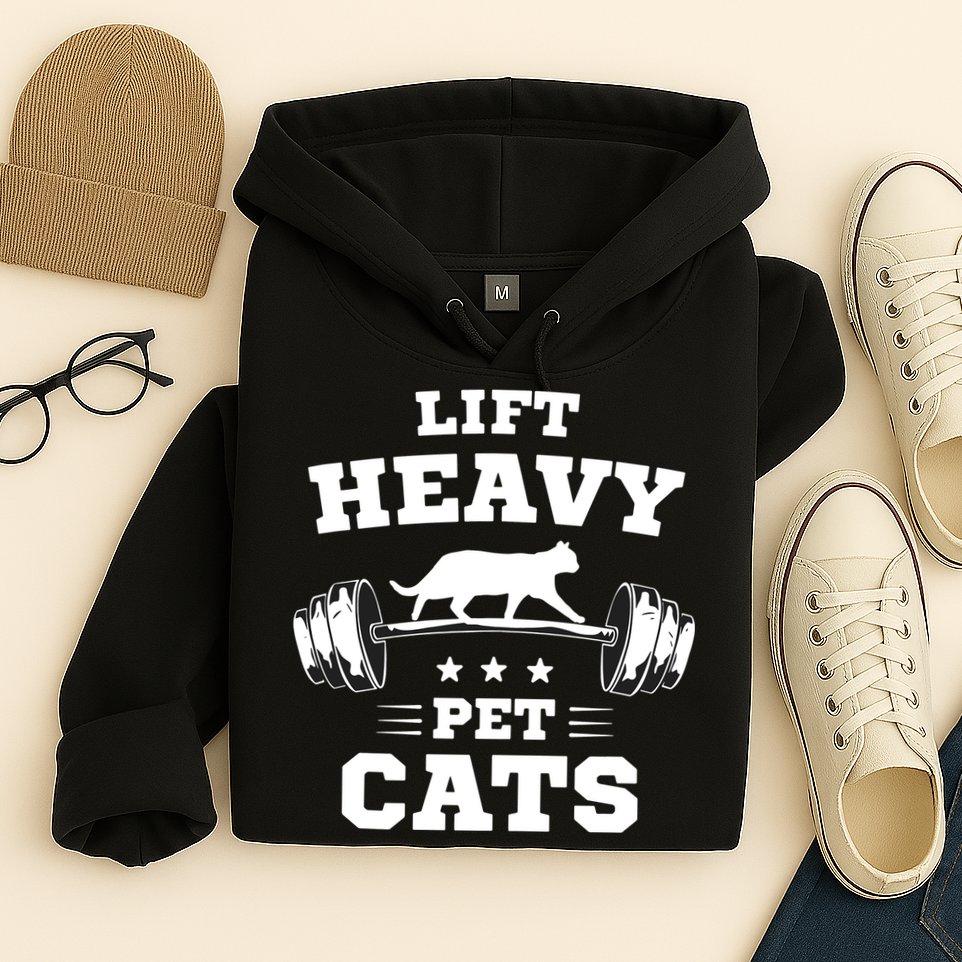 Deadlifts And Weights Or Gym For Lift Heavy. Pet Cats. Hoodie