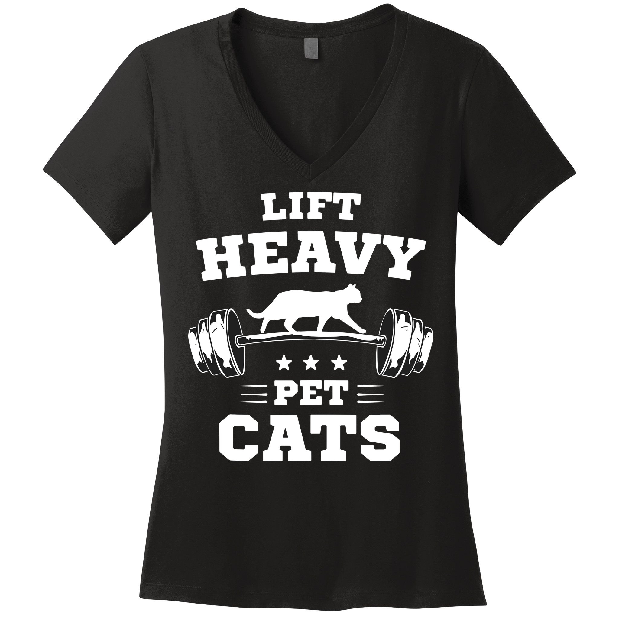 Deadlifts And Weights Or Gym For Lift Heavy. Pet Cats. Women's V-Neck T-Shirt