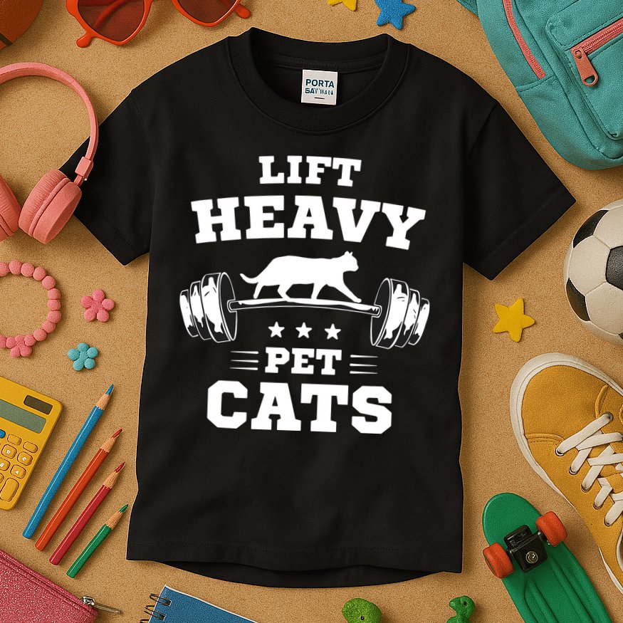Deadlifts And Weights Or Gym For Lift Heavy. Pet Cats. Kids T-Shirt