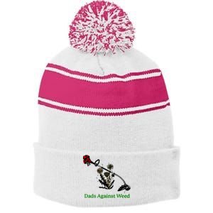 Dads Against Weed Funny Gardening Lawn Mowing Fathers Stripe Pom Pom Beanie