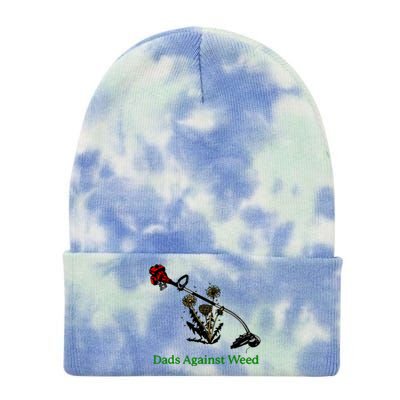 Dads Against Weed Funny Gardening Lawn Mowing Fathers Tie Dye 12in Knit Beanie