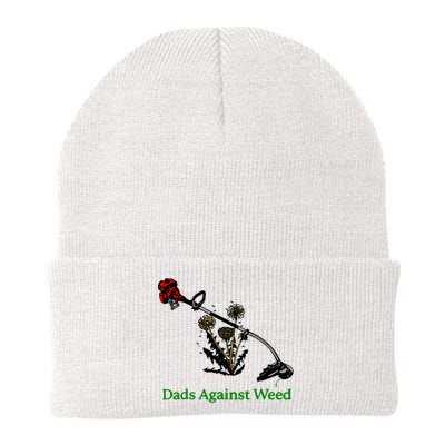 Dads Against Weed Funny Gardening Lawn Mowing Fathers Knit Cap Winter Beanie