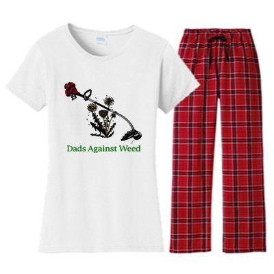 Dads Against Weed Funny Gardening Lawn Mowing Fathers Women's Flannel Pajama Set