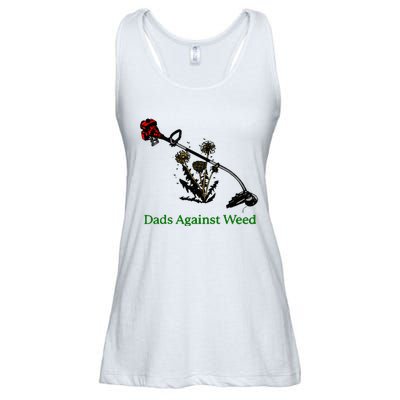 Dads Against Weed Funny Gardening Lawn Mowing Fathers Ladies Essential Flowy Tank