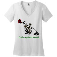 Dads Against Weed Funny Gardening Lawn Mowing Fathers Women's V-Neck T-Shirt