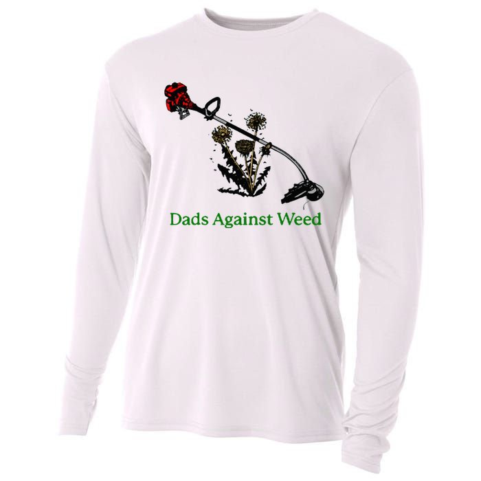 Dads Against Weed Funny Gardening Lawn Mowing Fathers Cooling Performance Long Sleeve Crew