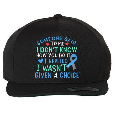 Diabetes Awareness Warrior Type 1 Type 2 T1 T2 Blue Ribbon Wool Snapback Cap