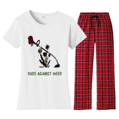 Dads Against Weed Funny Gardening Lawn Mowing Fathers Women's Flannel Pajama Set