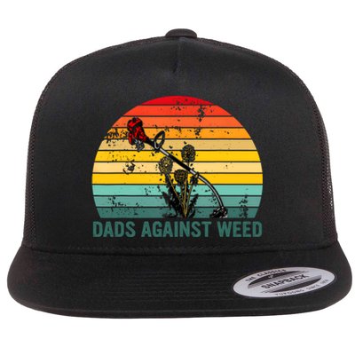 Dads Against Weed Funny Gardening Lawn Mowing Fathers Flat Bill Trucker Hat