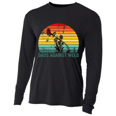 Dads Against Weed Funny Gardening Lawn Mowing Fathers Cooling Performance Long Sleeve Crew