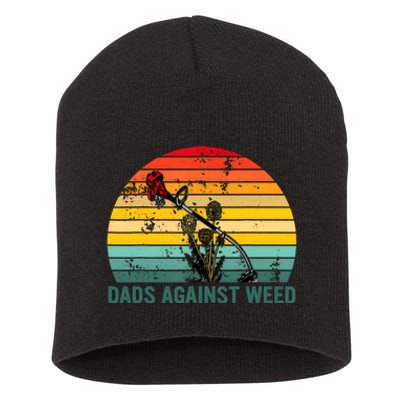 Dads Against Weed Funny Gardening Lawn Mowing Fathers Short Acrylic Beanie