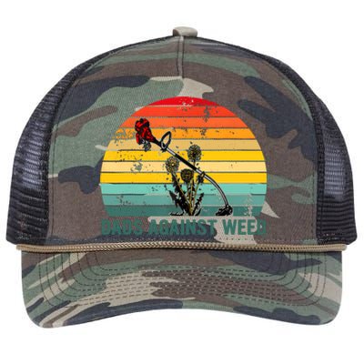 Dads Against Weed Funny Gardening Lawn Mowing Fathers Retro Rope Trucker Hat Cap