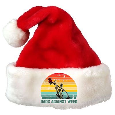 Dads Against Weed Funny Gardening Lawn Mowing Fathers Premium Christmas Santa Hat