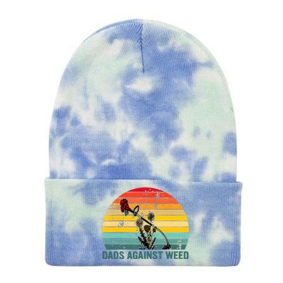 Dads Against Weed Funny Gardening Lawn Mowing Fathers Tie Dye 12in Knit Beanie