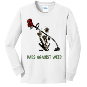 Dads Against Weed Funny Gardening Lawn Mowing Fathers Kids Long Sleeve Shirt