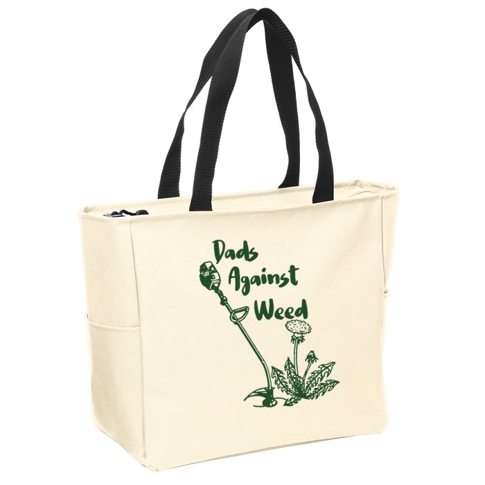 Dads Against Weed Funny Gardening Lawn Mowing Fathers Zip Tote Bag