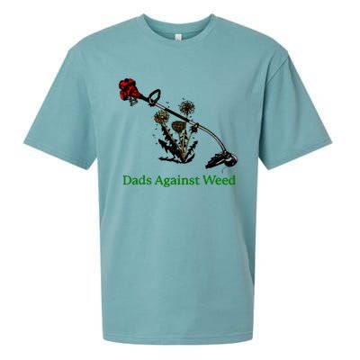 Dads Against Weed Funny Gardening Lawn Mowing Fathers Sueded Cloud Jersey T-Shirt