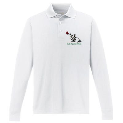 Dads Against Weed Funny Performance Long Sleeve Polo