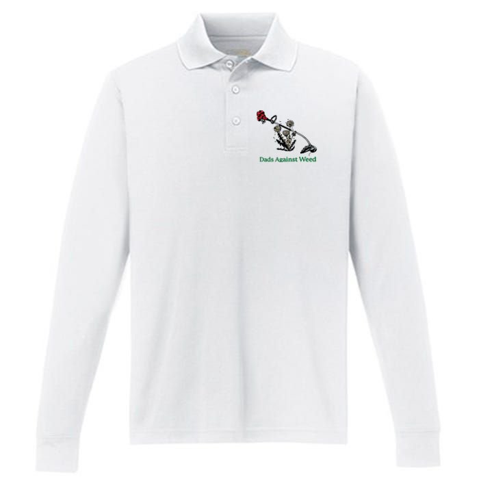 Dads Against Weed Funny Performance Long Sleeve Polo