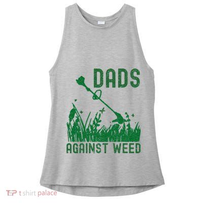 Dads Against Weed Lawn Mowing Ladies PosiCharge Tri-Blend Wicking Tank