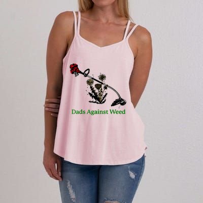 Dads Against Weed Funny Gardening Lawn Mowing Fathers Women's Strappy Tank