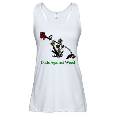 Dads Against Weed Funny Gardening Lawn Mowing Fathers Ladies Essential Flowy Tank