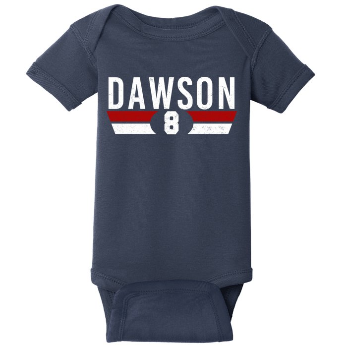 Dawson 8 Vintage Baseball Player Baby Bodysuit