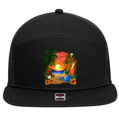 Day at the Beach 7 Panel Mesh Trucker Snapback Hat