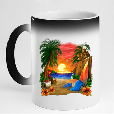 Day at the Beach 11oz Black Color Changing Mug