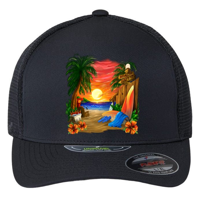 Day at the Beach Flexfit Unipanel Trucker Cap