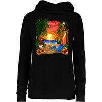 Day at the Beach Womens Funnel Neck Pullover Hood