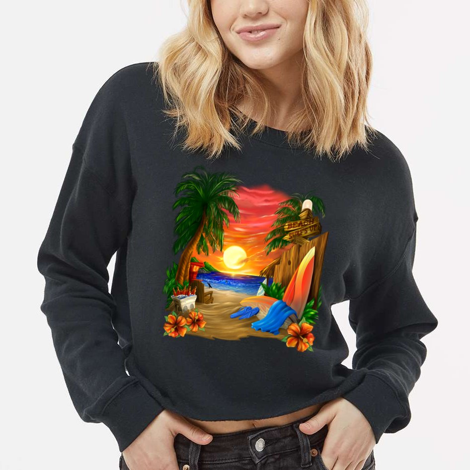 Day at the Beach Cropped Pullover Crew