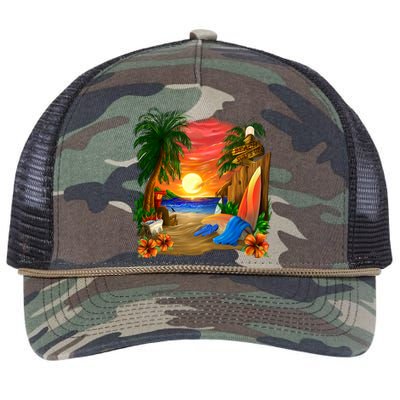 Day at the Beach Retro Rope Trucker Hat Cap