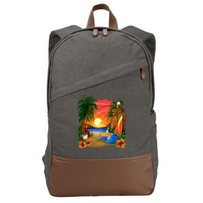 Day at the Beach Cotton Canvas Backpack