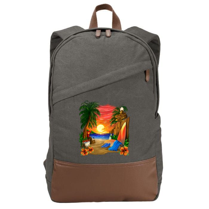 Day at the Beach Cotton Canvas Backpack